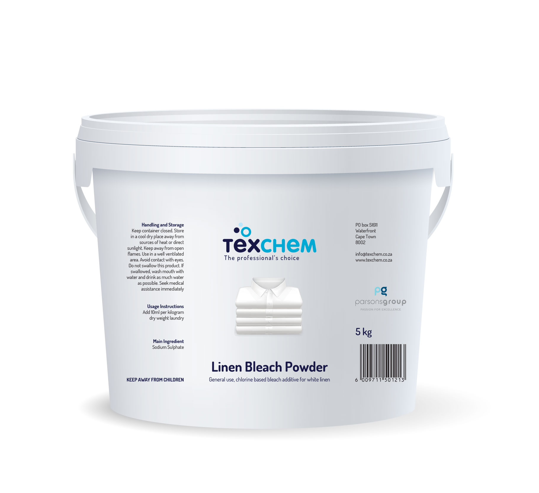 Texchem ™ - Lnd - Laundry Additive - Bleach Pwdr - Laundry Powder - 5kg Bucket