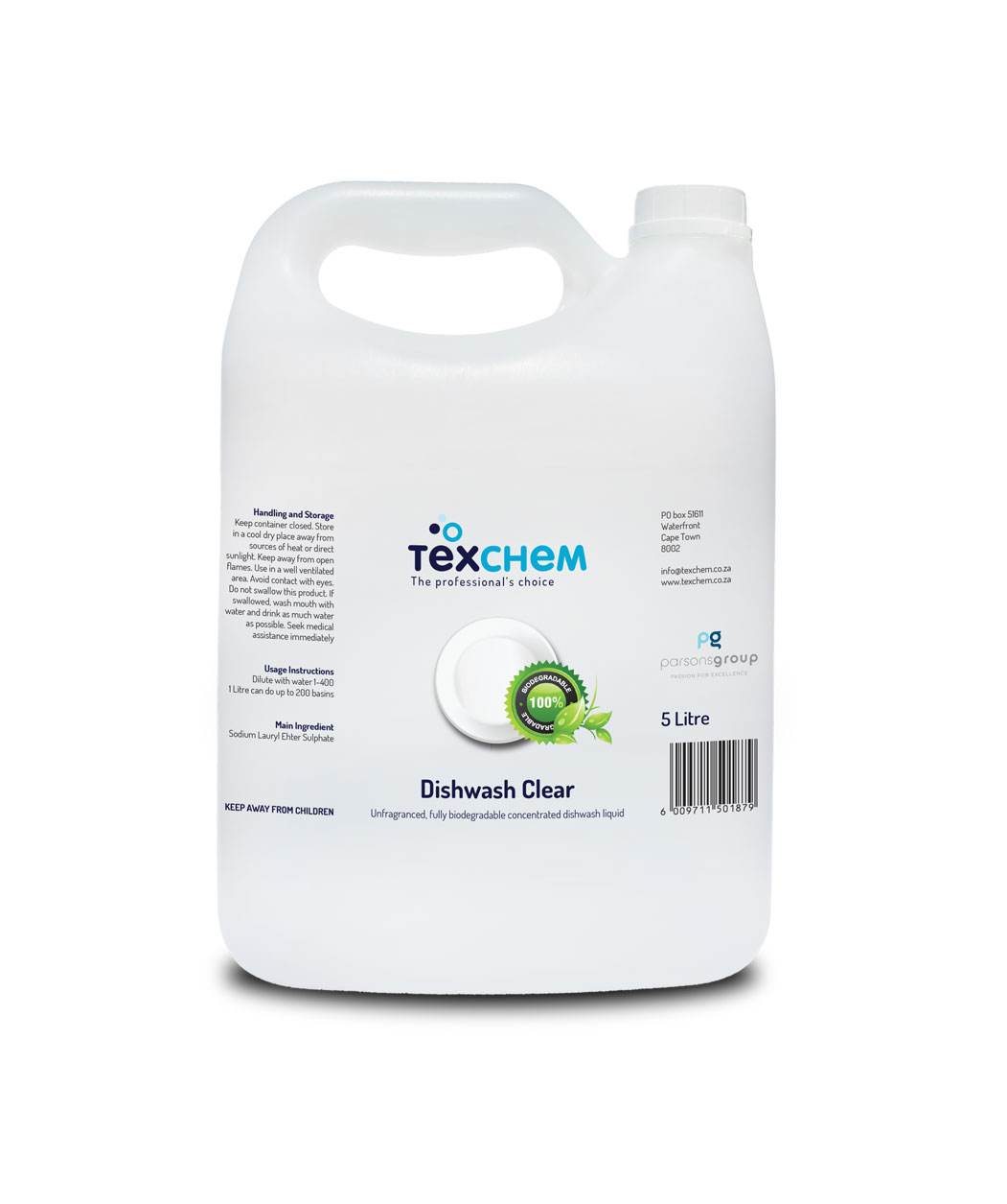 Texchem ™ - Jnt - Dishwash Liquid Clear - Laundry Liquid - 5ltr Can