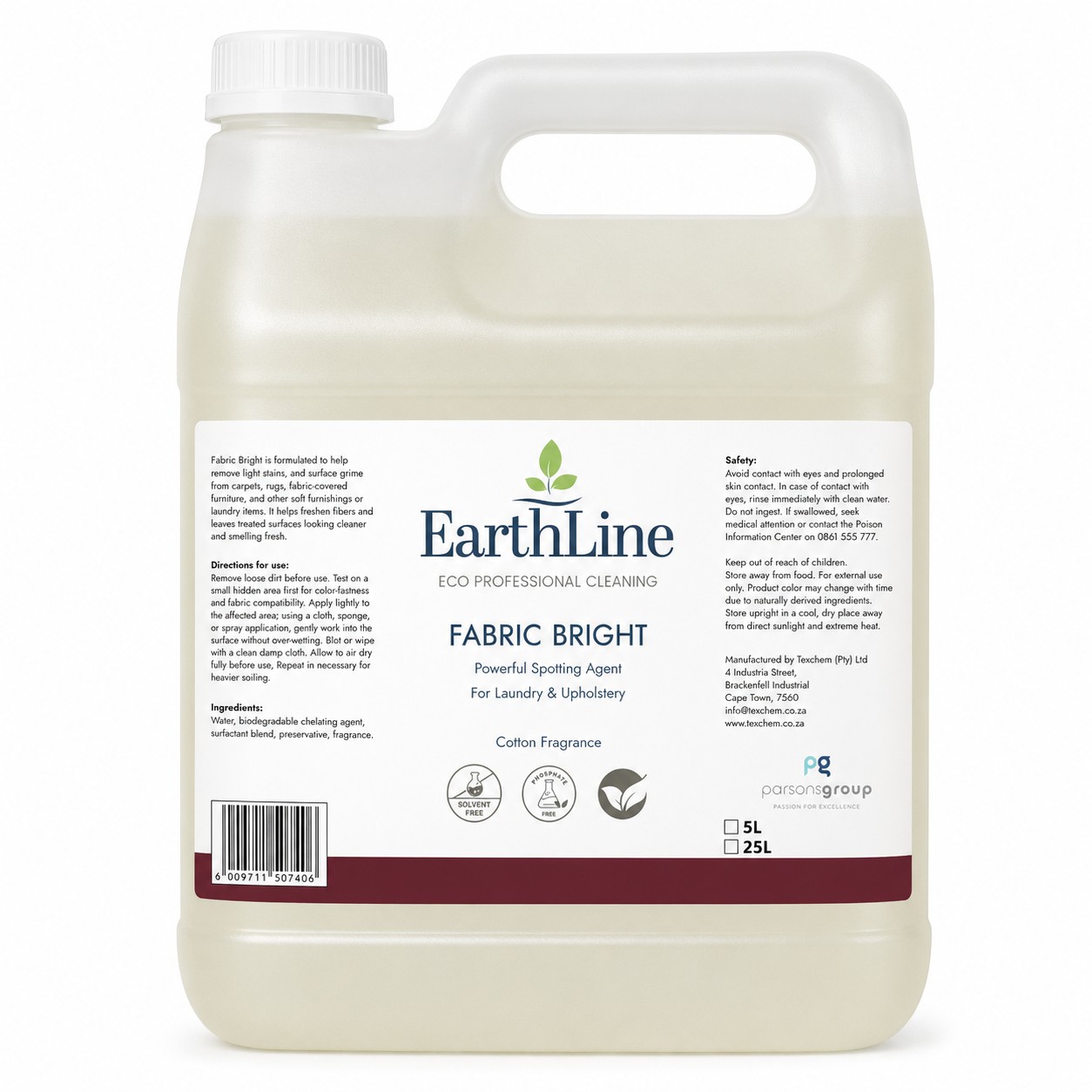 EarthLine ™ - Lnd - EarthLine Fabric Bright - Laundry Liquid - 5ltr Can